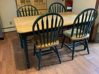 Dark Green Painted Kitchen Table And Chairs Set Of 4