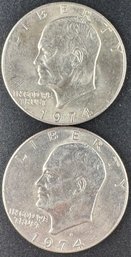 Lot Of 2 Eisenhower Dollars 1974-D, 1974