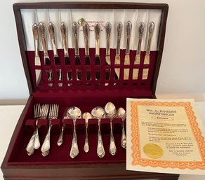 Beautiful Vintage Wm A Rogers Silver Plate Flatware By Oneida In Presentation Box ~ 51 Pcs ~