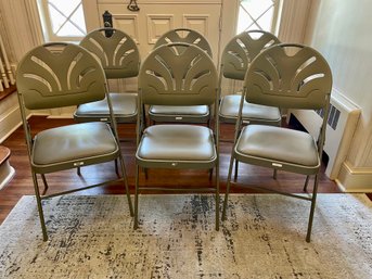Set Of Six Taupe Colored Folding Chairs With Soft Cushioned Seats (2 Of 2)