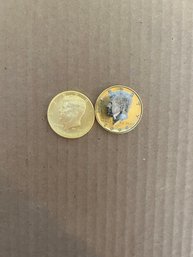 Nice Lot Of 2 Kennedy Half Dollars Gold Plated