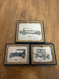 Group Of 3 Vintage Classic Car Framed Photos