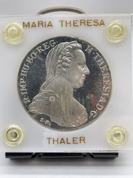 1780-X Maria Theresa Thaler. Restrike Proof Like Silver Coin.