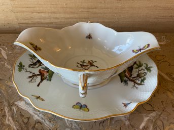 Herend Rothschild Birds Gravy Boat.