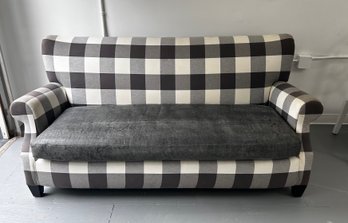 Modern Style Gingham Patterned Distressed Buffalo Leather Couch ***Separate Pick-Up Location Sat. 8/10