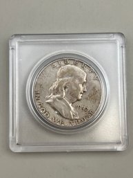 1952 Benjamin Franklin Silver Half Dollar In Plastic Case