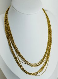 PRETTY SIGNED BELLEZZA ITALY GOLD TONE 7 STRAND REFLECTIVE CHAIN NECKLACE