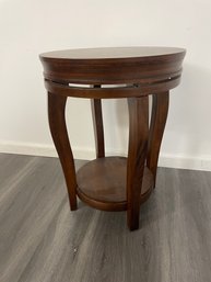 2 Tiered Wood Round End Table