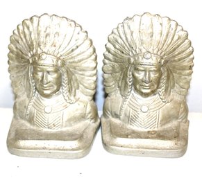 Antique Indian Chief Head Bookends