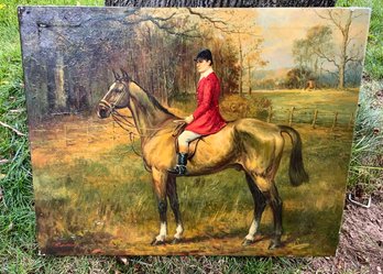 Huntsman In Wooded Landscape On Horse Oil Painting ~ Signed S Wells ~