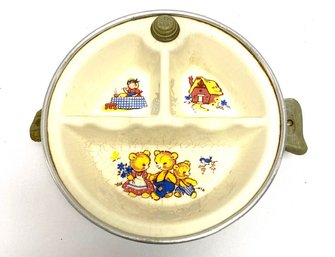 Vintage 'wipe Away' Children's Divided Warming Dish By Formulette