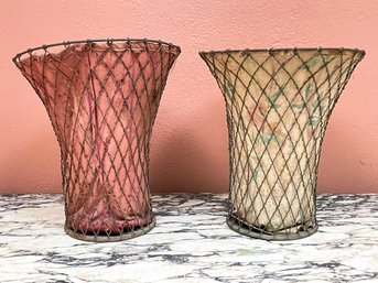 Vintage Lined Wire Baskets