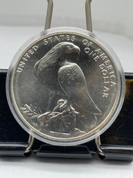 1984. LA Olympic Proof Like One Dollar Silver Coin.