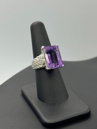 Judith Ripka Sterling Silver & Large Amethyst Cocktail Ring