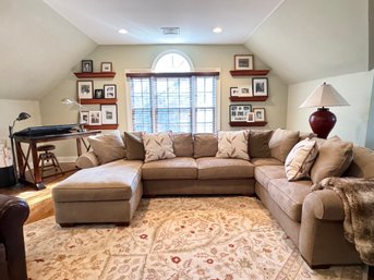 Bauhaus Sectional Sofa In Tan Ultra Suede