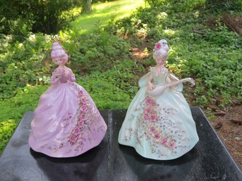 Pair Of Josef's Originals Figurines Of 18th C. Styled Women, One Holding Instrument