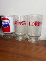 Trio Of Vintage Pepsi & Coke Drinking Glasses