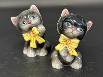 Mid-Century Black Kitten Salt & Pepper Shakers, Made In Japan