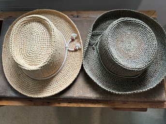 Pair Of Tommy Bahama Straw Beach Hats