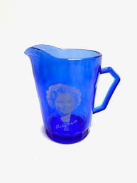 Vintage Cobalt Blue Glass Shirley Temple Pitcher
