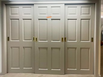 A Trio Of Solid Wood Sliding Closet Doors - Basement