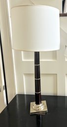 Wood With Silver Accent Table Lamp