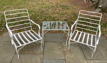 Painted Outdoor Chairs And Side Table