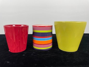 Various Colorful Ceramic Pot/Vase 3 Piece Set