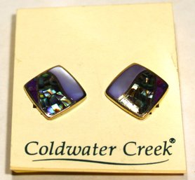 Sterling Silver Coldwater Creek Clip Inlay Earrings Never Worn