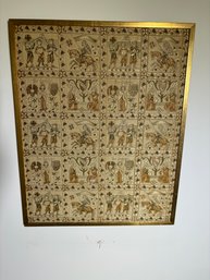 Vintage Framed Silk Fabric Panel