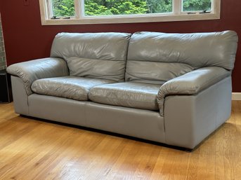 A Quality Leather Sofa In Dove Gray By Bauhaus Furniture