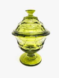 Vintage Avocado Green Fostoria Argus Lidded Candy Dish