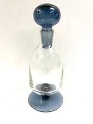 Vintage Blenko Smoked Glass Decanter W/ Stopper & Base