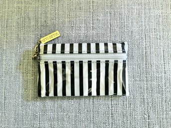 Vintage Henri Bendel Brown & White Striped Zippered Case