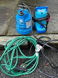 Two Portable Utility Pumps Plus An Extension Cord - Simer Giser & Little Giant