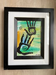 Primitive Power Hands Original Painting 9x11 Signed L Loce