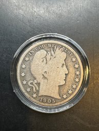 1905-S Barber Silver Half Dollar