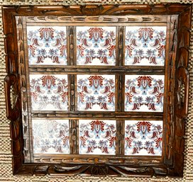 VIntage Mexican  Hand Carved Tile/Wood Tray