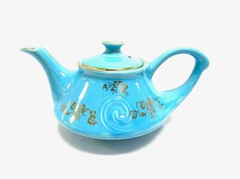 Vintage 22KT Gold Hand-decorated Turquoise Teapot By Pearl China Co.