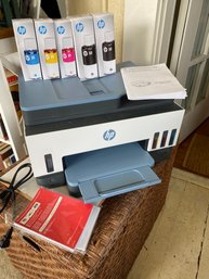 HP Smart Tank 7602 Printer With Full New In Box Unopened Ink Bottles