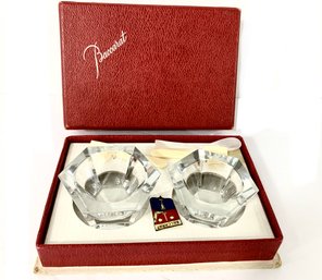 Pair Of Baccarat Crystal Open Salt Cellars With Spoons & Original Box