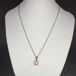 Lovely Brand New 925 / Sterling Silver Necklace With Genuine Cultured Baroque Champagne Pearl Pendant - Nice !