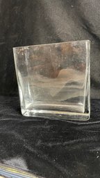 Heavy Rectangular Glass Vase