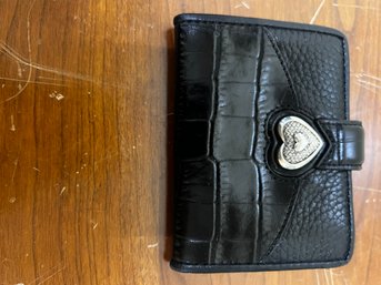 Women's Small Black Leather Folding Wallet