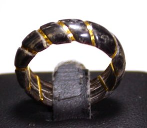 Antique Carved Horn And Gold Wire Wrapped Ring Size 8