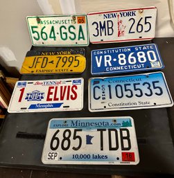 8 Different Types Of Number Plates  October 1991 V.r.8680 & C 105535 Constitution State Connecticut OlivG- A5