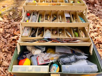 Vintage Plano Fishing Box With Contents