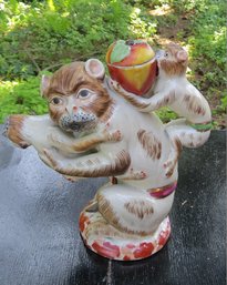 Figural Pottery Asian Monkey Teapot Or Pitcher