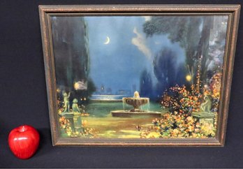 An Original R. Atkinson Fox Print Of The Fountains In Moonlight - A Maxfield Parrish Contemporary