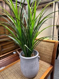 Nice Pottery Planter With Artificial Plant